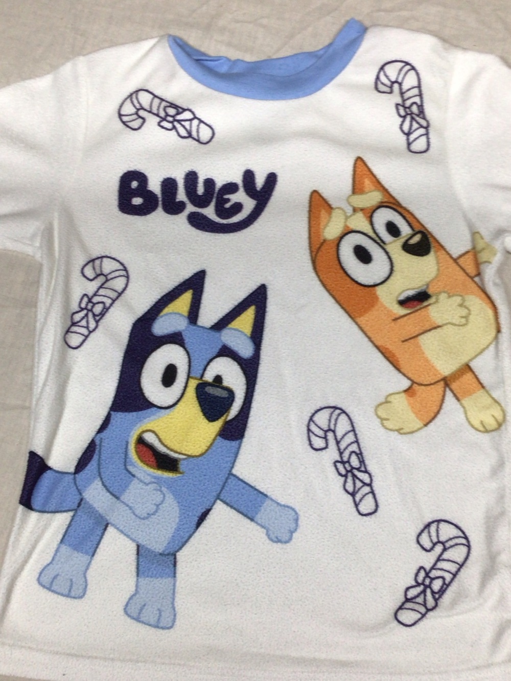 Bluey Kids White Pajama Top with Blue & Orange Characters
